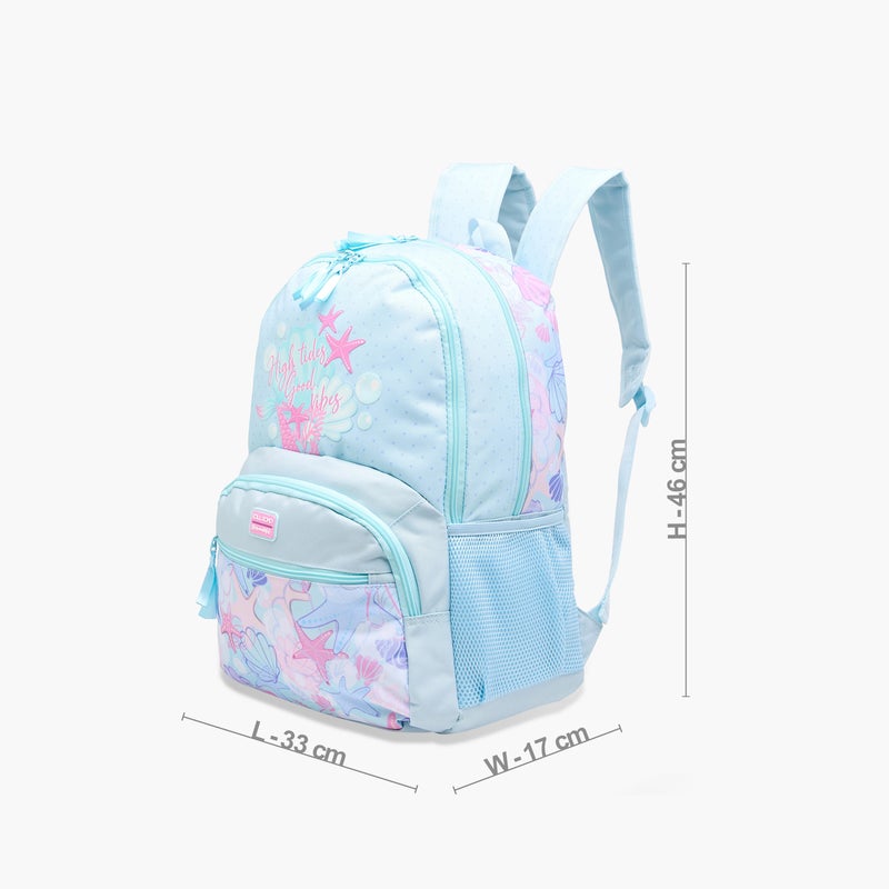 Roll road Backpack-I Love Sea Life-2 Cmprt-26 Liters-Girls (Polyester) Blue \ 33X46X17 - Image 4